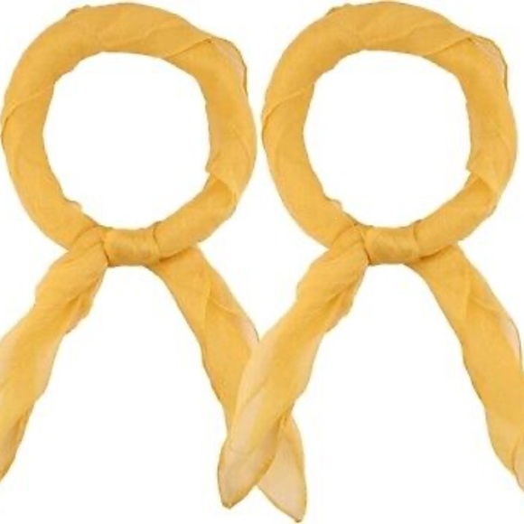 2pk 1950s Square Chiffon Scarf Sheer Square Neck Head Women yellow - Picture 1 of 4